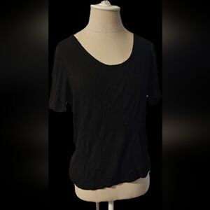 Worthington Stretch Black Ribbed Short Sleeve Top